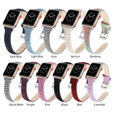 China Hot Selling Qiman 38mm/42mm 40mm/44mm Fabric Straps Canvas Fabric Leather Watchband For Apple Watch Band Nylon Strap For iwatch 6 for sale