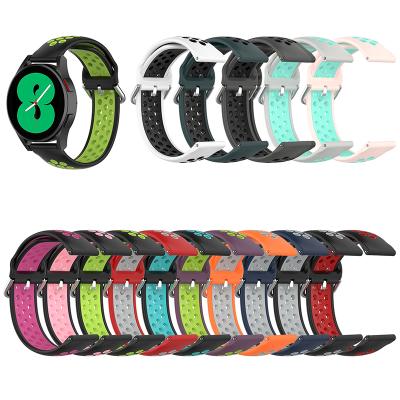 China QIMAN 20 22MM Rubber Watch Band For Samsung Galaxy Watch 4 40mm 44mm For Galaxy Watch 4 Classic 46mm Silicone Strap Watch Band for sale