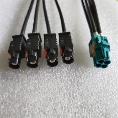 China Four To One 4 Pin Automotive Mini Fakra HFM LVDS Signal Cable Assemblies LKS-MFKR-A002 for sale