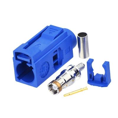 China Fakra C Crimp Solder Automotive Female Blue Connector For Car GPS Antenna RG316 RG174 Cable for sale