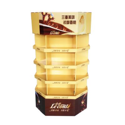 China Advertising Best Quality Wholesale Cosmetic Cardboard Floor Display Rack Floor Display Stand for sale