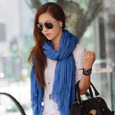 China 1usd Patchwork Smocked 24 Colors Fashion Chiffon Wrinkle Cotton Scarf for sale