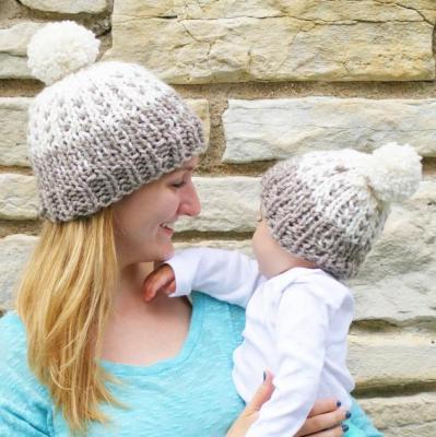 China JOINT MOM Baby Kids Autumn And Winter Cotton Knitted Hats Kids Warm Funky Parenting Cap With Ball Top for sale