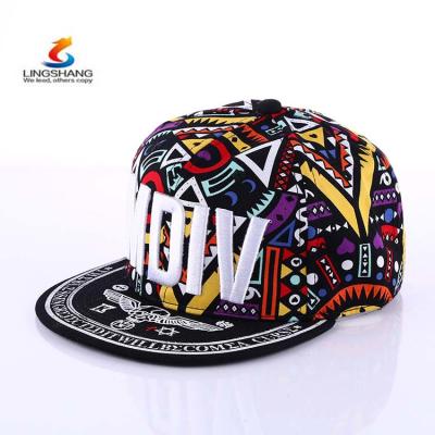 China MDIV Words Pattern COMMON Halo Dye Printed Hip Hop Flat Along Hat Snapback Sports Hat Baseball Cap for sale