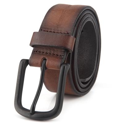 China Luxury Men's Vintage Fashion Leather Belt Men's Vintage Cowhide Leather Belt Old Style Cowhide Casual Leather Belt for sale