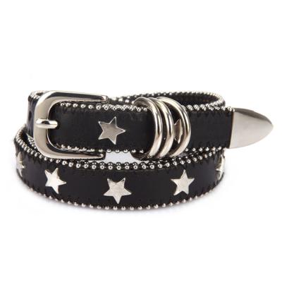 China Personality Slim Women's Fashion Casual Belt Star Studded Pearl Star Pentagon Chain Belt Casual Belt Decorative Belt for sale