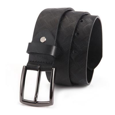 China Fashion business casual luxury men's genuine leather belts wholesale men's belt with elegant pattern full grain leather belt manufacturer for sale