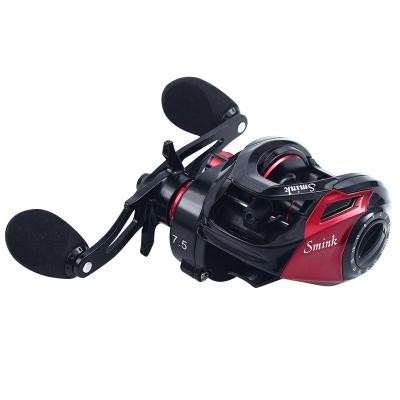 China CASTSOON Brand Straight Manufacturer Smink Red Black Color Eva Knob Stainless Steel Handle Drag Clicker Reel Aluminum Fishing Reel for sale