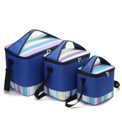 China Wholesale Waterproof Stripe Insulated Lunch Bags Premium Insulated Logo Picnic Lunch Bag For Outdoor Camping for sale