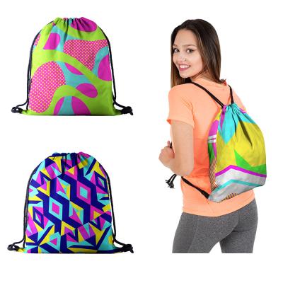 China 2022 new popular eco-friendly arrive hot sale 3D digital printing dust bags drawstring backpack for girls for sale