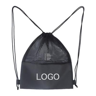 China Eco-Friendly Customize Drawstring Bag Polyester Drawstring Bag High Quality Recycled Logo Mesh Free Print Mesh Drawstring Backpack for sale