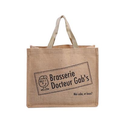 China 2022 Eco-friendly LOGO Tote Bag Hemp Jute Sack Wholesale Buying Custom Customized High Quality for sale