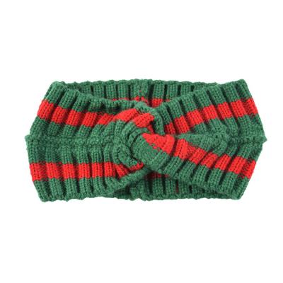 China Popular wholesale red and green stripes contrast color fall and winter hair accessories for sale