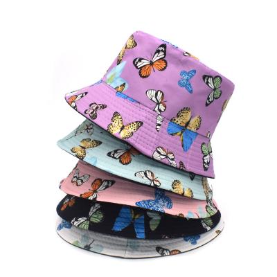 China Eco-friendly Good Quality Butterfly Print Pattern Bucket Hat Manufacturer , Custom Bucket Hat Reversible for sale