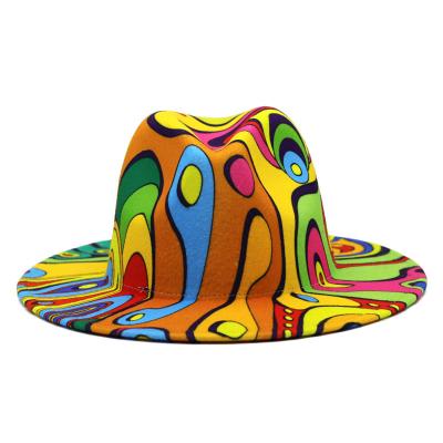 China Modern Colorful Digital Image Printing Custom Wide Brim Wool Faux Felt Hat for sale