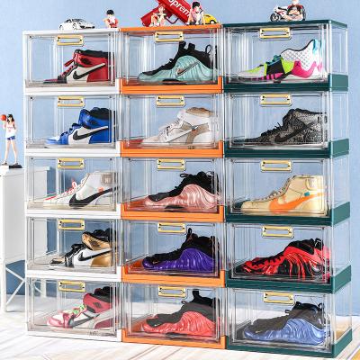 China Viable Transparent Plastic Toy Shoe Box Foldable Transparent Plastic Shoe Box Shoe Exhibit Shoe Exhibits for sale