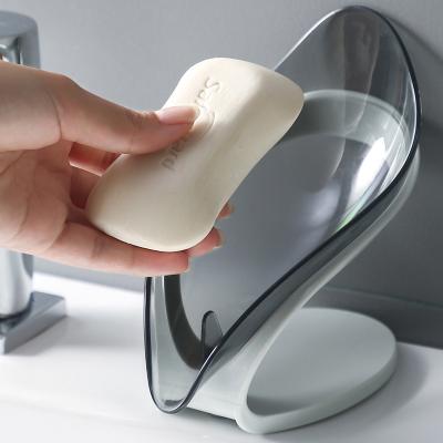 China Easy Dry Dish Tray Bathroom Supplies Bathroom Gadgets Leaf Shape Soap Box Drain Soap Holder Bathroom Shower Soap Holder Dish Storage Gadgets for sale