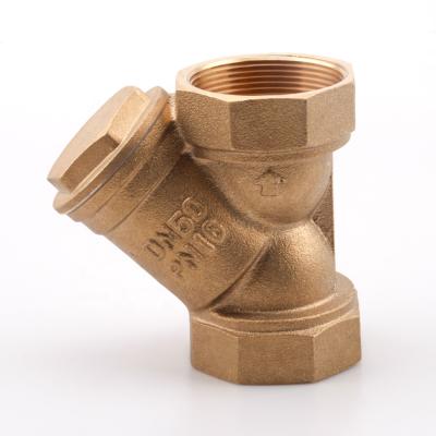 China General Yellow Brass Strainer OUKE Female Thread Y Type Filter for sale