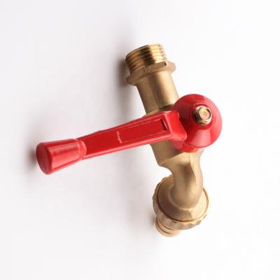 China OUKE Modern Red Handle Garden Water Tap Brass Bibcock Brass Faucet For Washing Machine for sale