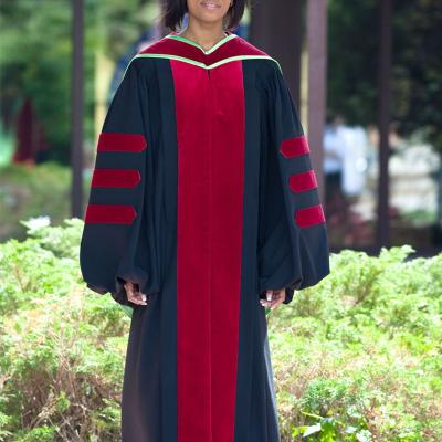 China Red Gown Color Customized Phd Doctoral Graduation Gowns And Caps With Hoods for sale