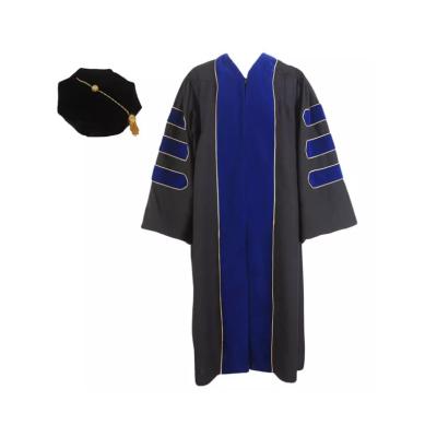 China Black Doctoral Gown College Blue And Phd Graduation Cap And Gown for sale