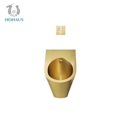 China Anpassbares Gold Edelstahl Männliche Toilette Urinal Wand montiert wasserfreier Sensor zu verkaufen