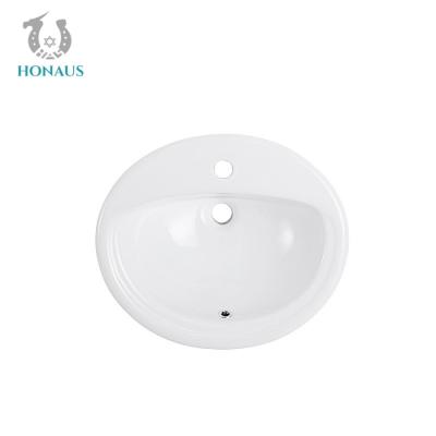 China ISO Hotel Oval Semi Inset Basin Onderberg Wasbecken Stroomlijnde oppervlakken Te koop