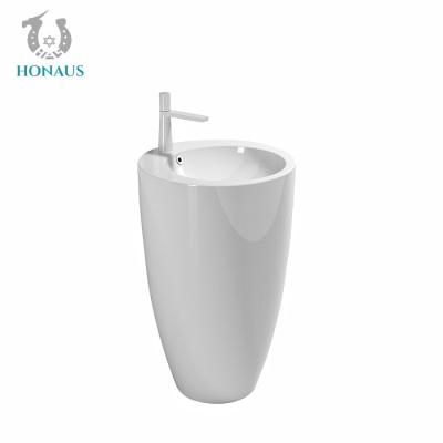 China Hotel robusto redondo pleno pedestal lavabo libre de pie 500 * 500 * 830 mm en venta