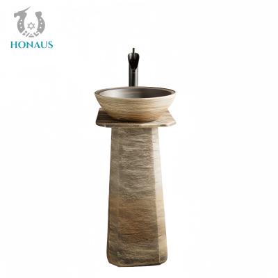 China Indoor Outdoor Full Pedestal Wasbak Keramisch Retro Design Te koop