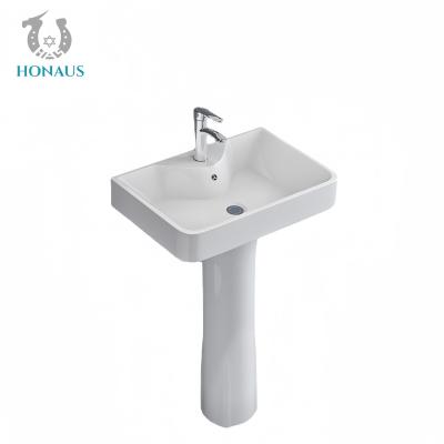 China Baño interior pequeño Cubo de lavado con pedestal de alta calidad de cerámica de diseño moderno en venta