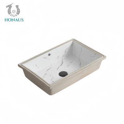 China Marble Grain Bathroom Inset Basin High Quality Ceramic White Multi Sizes 40 Liters Te koop