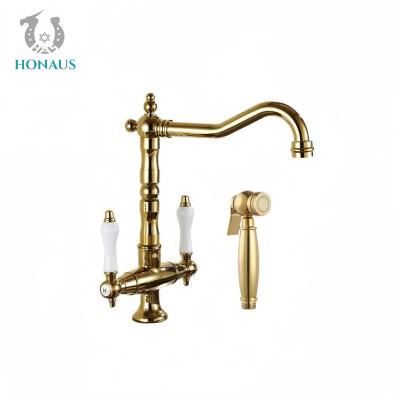 China Retro Wash Basin Faucet Full Brass Body Golden Silver Classic Mixer Hotel House for sale