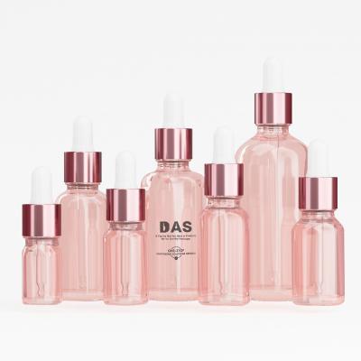 China 10ml 15ml 30ml 50ml 100ml Cosmetic Packaging Rose Skin Care Serum Essential Oil Glass Dropper Bottle For Cologne for sale