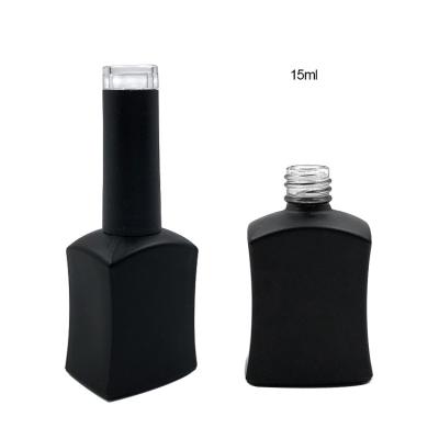 China Square 15ml Cosmetic Luxury Empty UV Gel Nail Polish Glass Bottle Black With Brush Caps Bulk For Sale for sale