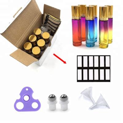 China Personal Care Rainbow Color Essential Oil Roller Glass Bottles 10ml (6 Packs, Rollerballs, Labels, Opener, Direct) for sale