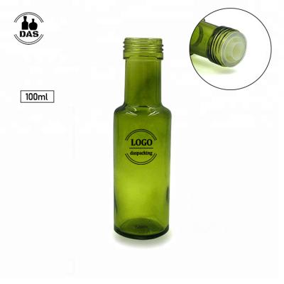 China Wholesale Glass Oil Bottle China Green 100ml Round Olive Oil Bottle With Screw Cap for sale