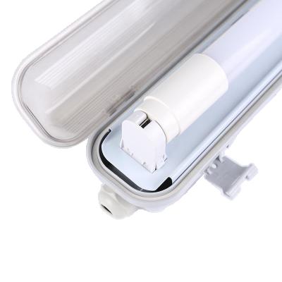 China Warehouse IP65 waterproof triproof fluorescent led light fixture with single and twin 2x18w 2x36wT8 4ft 5ft tube PC ABS 2ft for sale