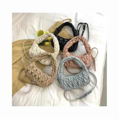 China Fashion Fashion Ruched Fold Over Armpit Shoulder Bag Women 2021 New Chic Lattice Diamond Candy Color Personality Soft Purses And Handbags for sale