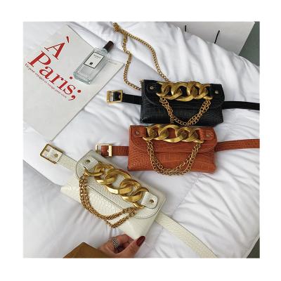 China Luxury Fashion Chunky Chain Small PU Phone Bags Crocodile Pattern Mini Belt Purses Women Fashion Cross - Body Chest Bags Brand Coin Purses for sale