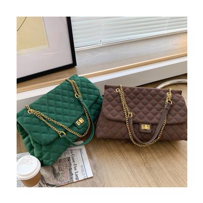 China Fashion Large Capacity Women Shoulder Bags Retro Diamond Lattice Crossbody Bags Casual Stitched Large Tote Bag Luxury Female Chain Underarm for sale