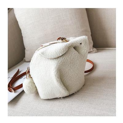 China Fashion Snow Rabbit White Design Pu Leather Cross Small - Winter Bunny Purses Body Bag And Plush Mini Clutch Bags Shoulder Bag Handbags for sale