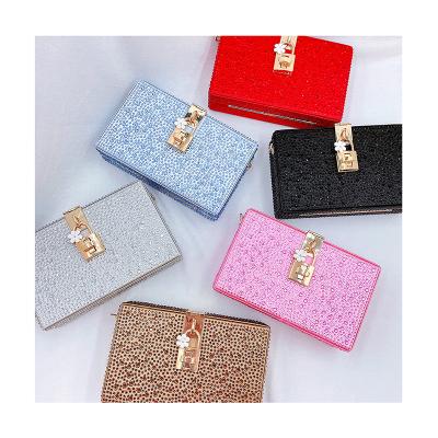 China Fashion Fashion Rhinestone Bling Women Feast Handbags And Purses Sparkle Square Box Bags For Evening Clutch Female Luxury Bag for sale