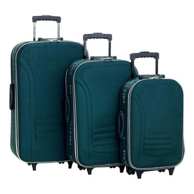 China Honeycomb Frame 600D Polyester Silver Zipper Outer Wheels 20 24 28 Inch Soft Side 3pcs Eva Travel Trolley Luggage Bag Sets for sale