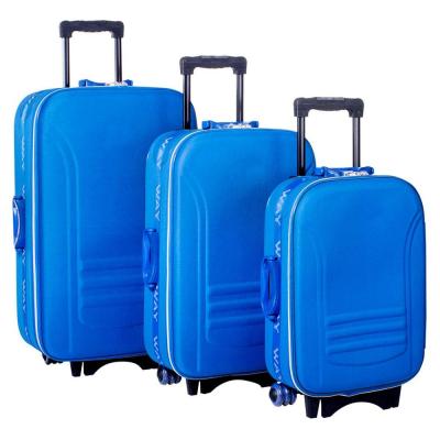 China Honey Comb Frame 600D Polyester Iron Trolley Outer Wheels 20 24 28 Inch 3pcs Eva Travel Trolley Suitcase Luggage Bag Sets for sale