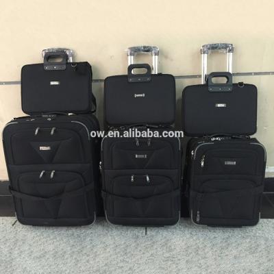 China Black Color 6pcs EVA 600D Polyester Trolley Luggage Set Travel Suitcase Bag for sale