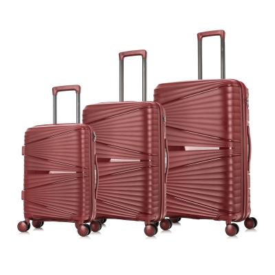 China Custom PP Rolling Spinner 360 Degree Wheel Combination Lock Travel Suitcase Bag 3pcs Inner Trolley Luggage Set for sale