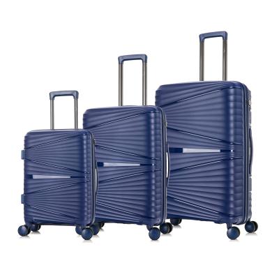 China Factory Supply PP Carry On 360 Degree Wheel Combination Lock 3pcs PP Suitcase Trolley Interior Luggage Set for sale