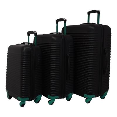 China ABS OEM Hardside 3pcs Trolley Luggage Suitcase Moving Bag Set 360 Degree Spinner 4 Wheels 20 24 28 Inch Solid Black Colors for sale