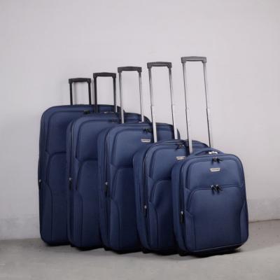 China Polyester Amount 2 Wheels 600D Polyester 190T Coating Size 18 Full 21 26 29 32inch 5pcs Softshell Trolley Luggage Set for sale