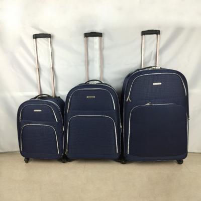 China Stock of Polyester Jacquard 600D Polyester 3pcs Travel Suitcase Bag Trolley Luggage Set for sale